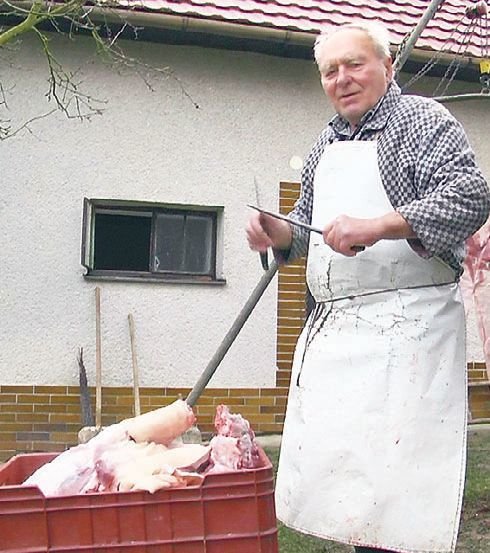 Ladislav Košárek má za sebou odhadem 4000 domácích zabijaček. Prasata poráží od roku 1949.