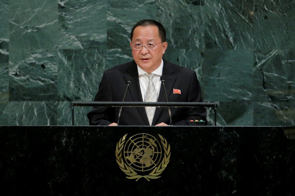 Ministr zahraničí KLDR Ri Jong-hon na Valném shromáždění OSN