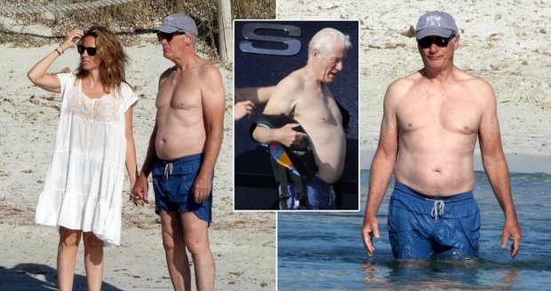 Richard Gere na dovolené vyvalil pupík