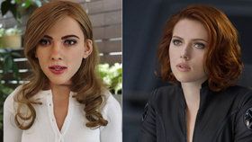 Robotická Scarlett Johansson a skutečná herečka.