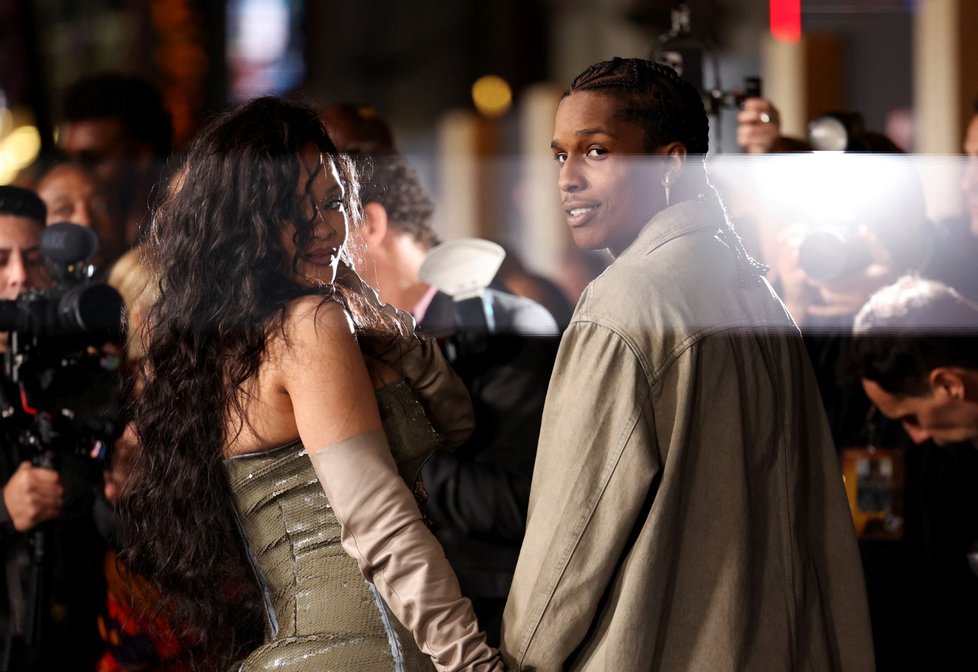 Rihanna a rapper A$AP Rocky na premiéře filmu Black Panther: Wakanda Forever