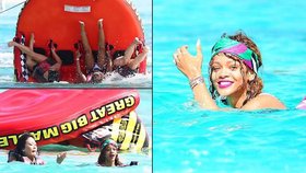 Rihanna a její vodní hrátky: Zpěvačka se převrátila na nafukovacím člunu