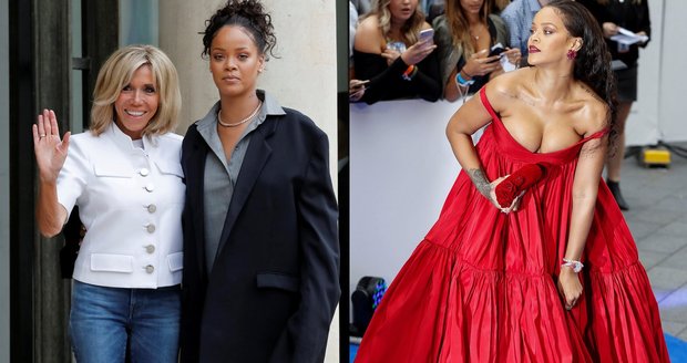 Rihanna u Macronových: Zahalila provokativní výstřih a řešila chudé děti