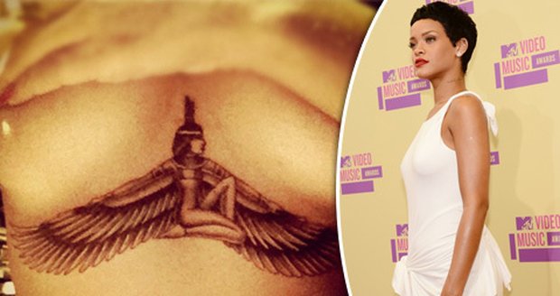 Zpěvačka Rihanna má nové tetování. Přímo pod svými prsy! Víme, co znamená