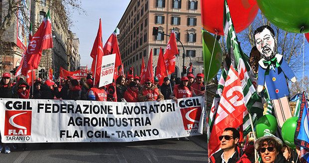 Desetitisíce lidí protestují v Římě proti vládě. Žluté vesty chtějí rovnou z EU