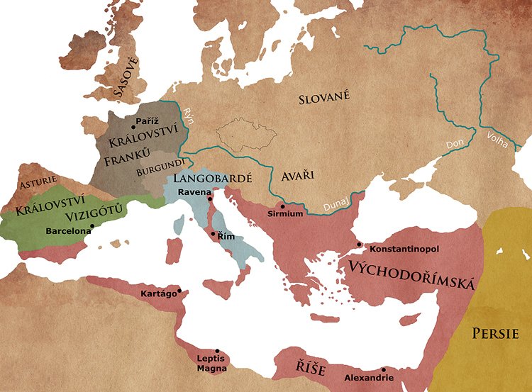 Evropa posledních Římanů kolem 570 n. l