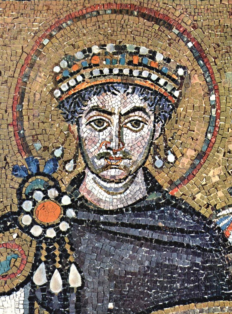 Mozaika císaře Justiniána I. je dokladem římského umění 6. století 