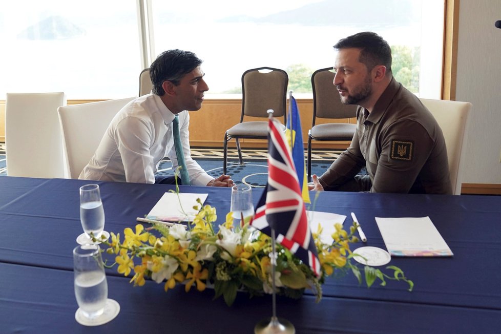 Summit G7: Ukrajinský prezident Volodymyr Zelenskyj a britský premiér Rishi Sunak (20.5.2023)