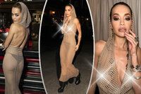 Necudná zpěvačka Rita Ora: Na večírku zazářila v »nahých« šatech!