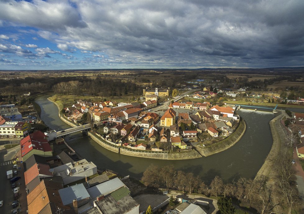 Pohled na historickou část města Veselí nad Moravou.