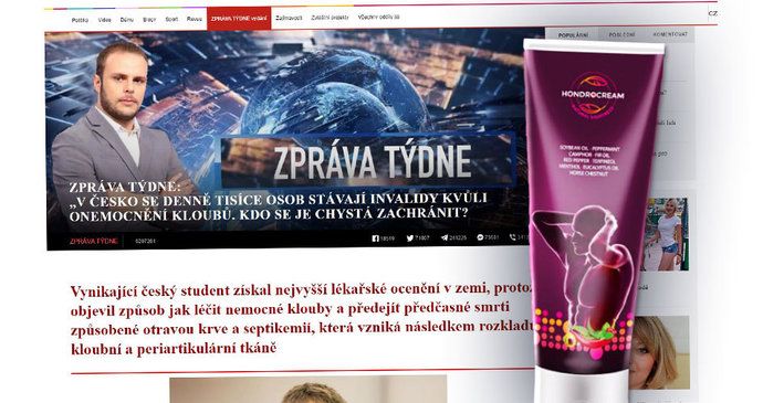 Web, který Česká obchodní inspekce označila za rizikový je určený k propagaci a prodeji masti Hondrocream