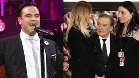 Karel Gott dorazil na koncert Robbieho Williamse se svou ženou Ivanou