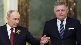 Robert Fico na setkání s Vladimirem Putinem v Kremlu (květen 2026)