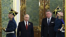 Robert Fico na setkání s Vladimirem Putinem v Kremlu (květen 2026)
