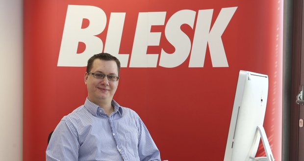 Robert Junek v redakci Blesk.cz