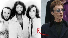 Zpěvák Robin Gibb vlevo na jedné z nejslavnějších fotek kapely Bee Gees
