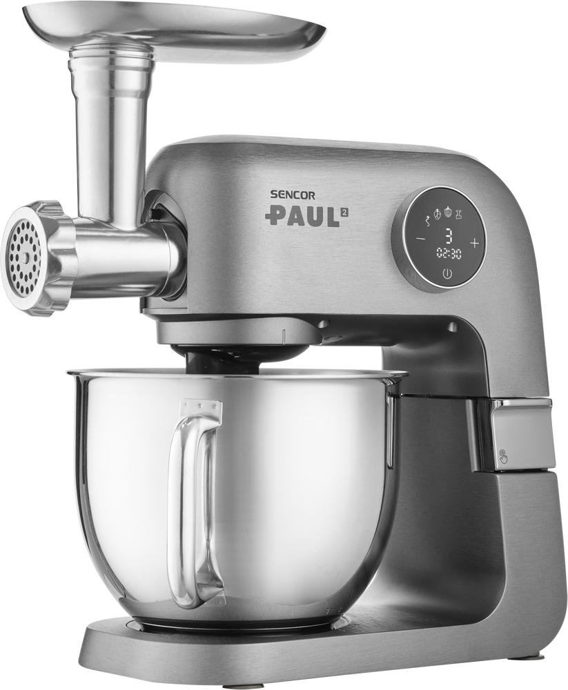 Robot Sencor Paul 2 je všestranný pomocník, který hněte těsto, šlehá, mele maso, plní klobásy či tvaruje cukroví.