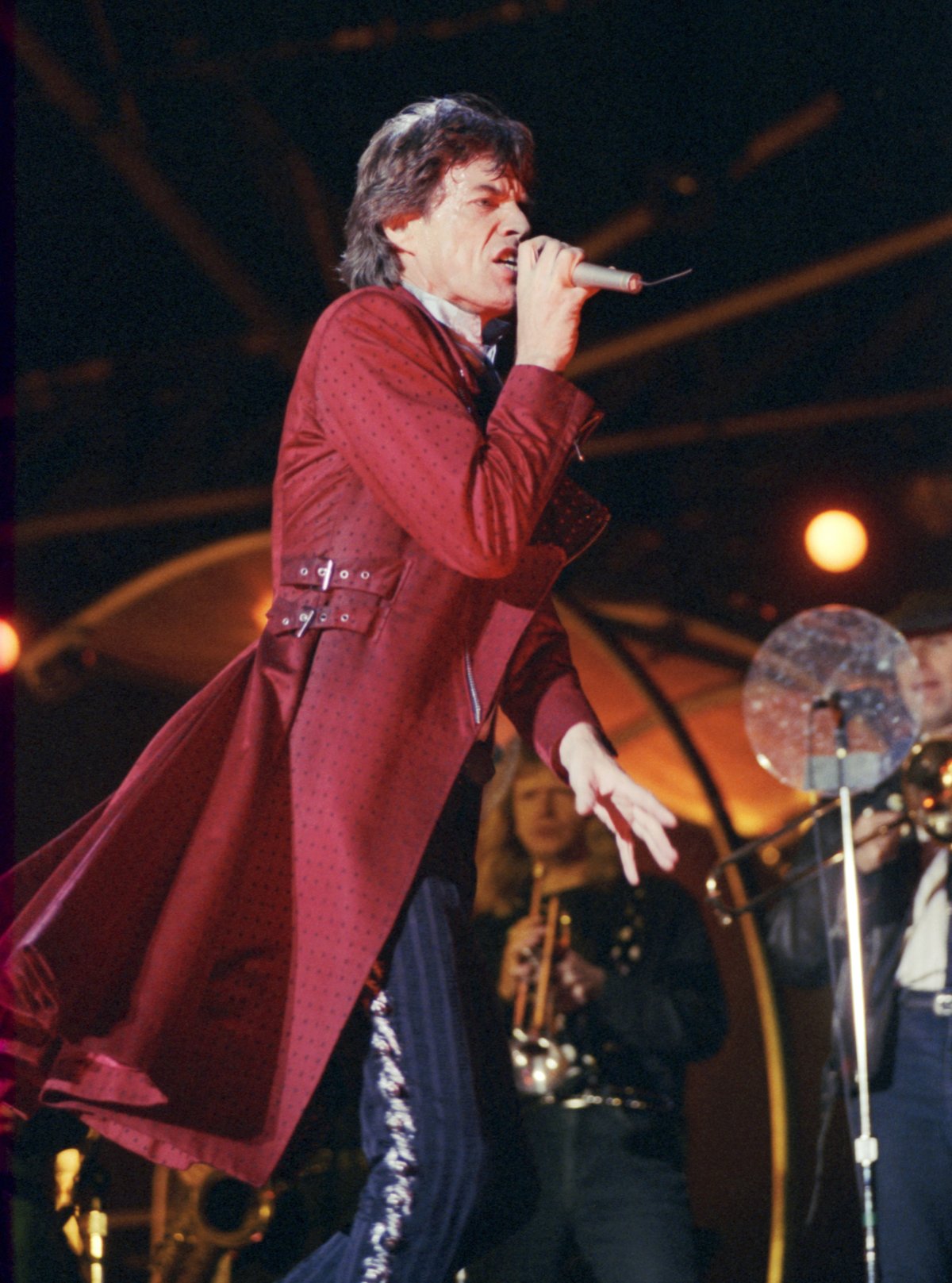 Mick Jagger na koncertě Rolling Stones v Praze, 1990