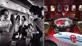 Čím létají legendární Rolling Stones? Pohled do soukromého letadla s ikonickým jazykem
