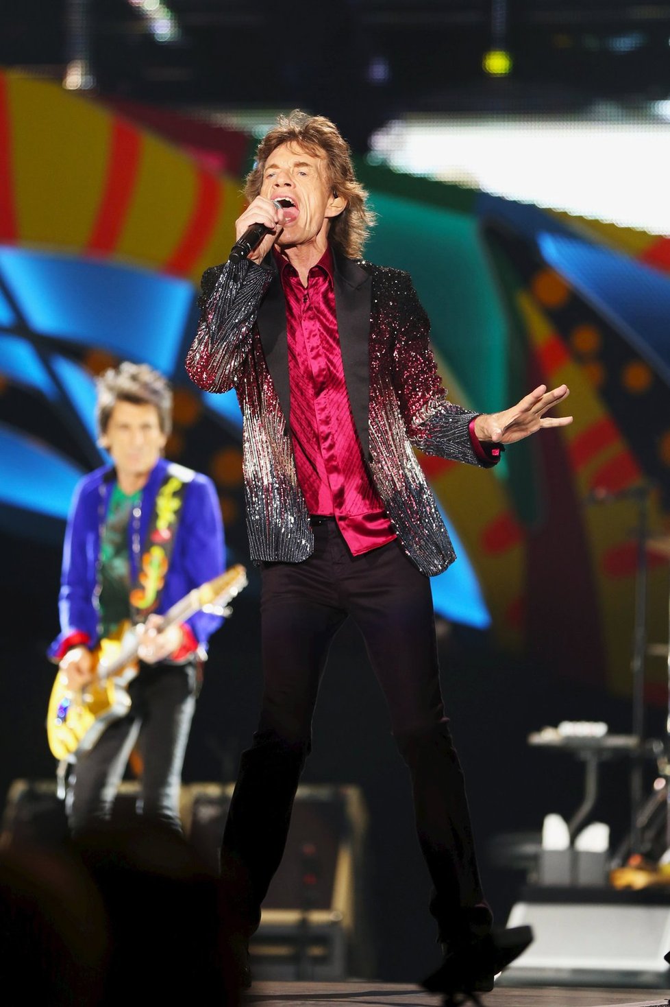 Mick Jagger při vystoupení v Havaně.