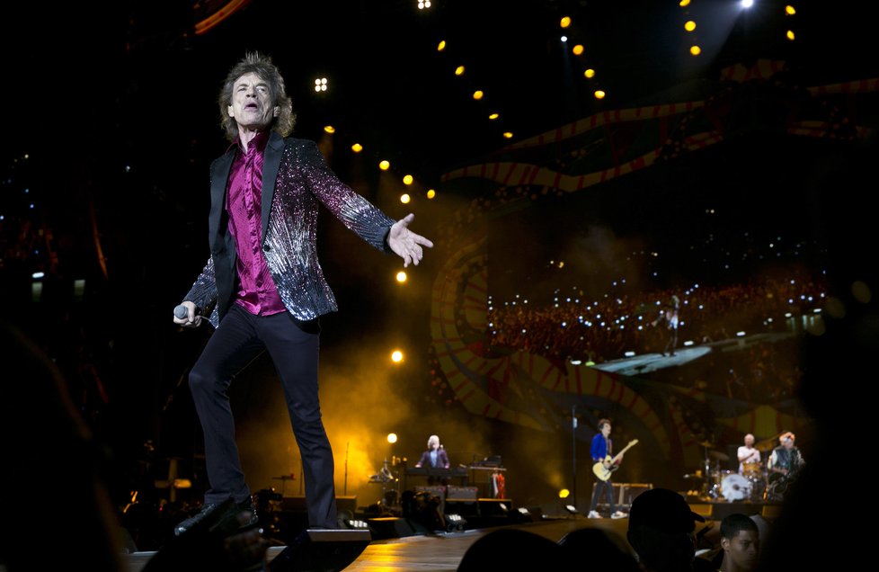 Mick Jagger při vystoupení na Kubě.