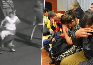 V soudní síni téměř všichni obžalovaní z napadení manželů v Duchcově klopili i skrývali tvář. Jejich mladistvého kumpána soud před fotoaparáty ukryl