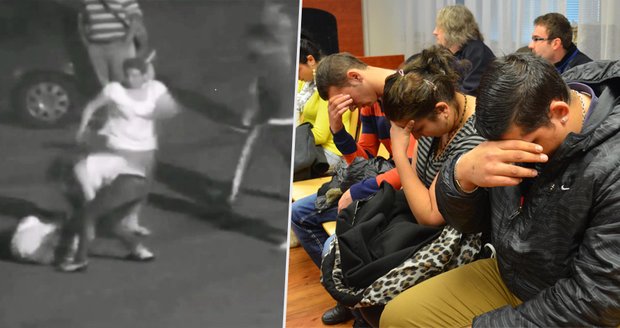 V soudní síni téměř všichni obžalovaní z napadení manželů v Duchcově klopili i skrývali tvář. Jejich mladistvého kumpána soud před fotoaparáty ukryl