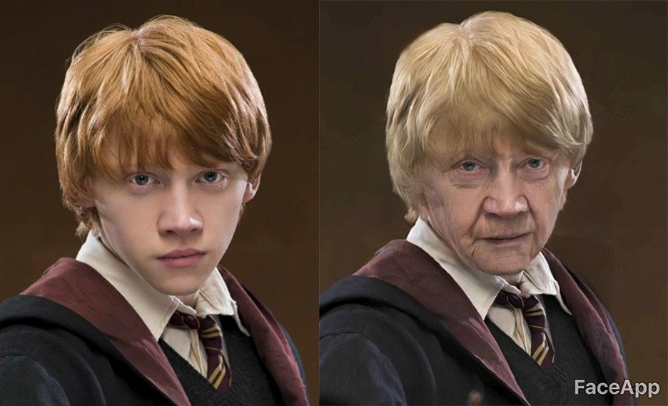 Rupert Grint jako Ron Weasley v penzi