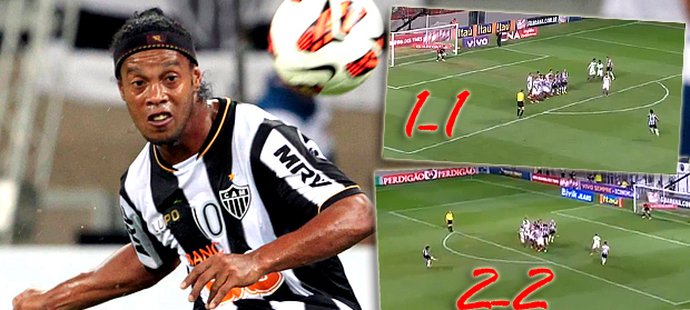 Ronaldinho je KRÁL! Dva přímáky, dva krásné góly