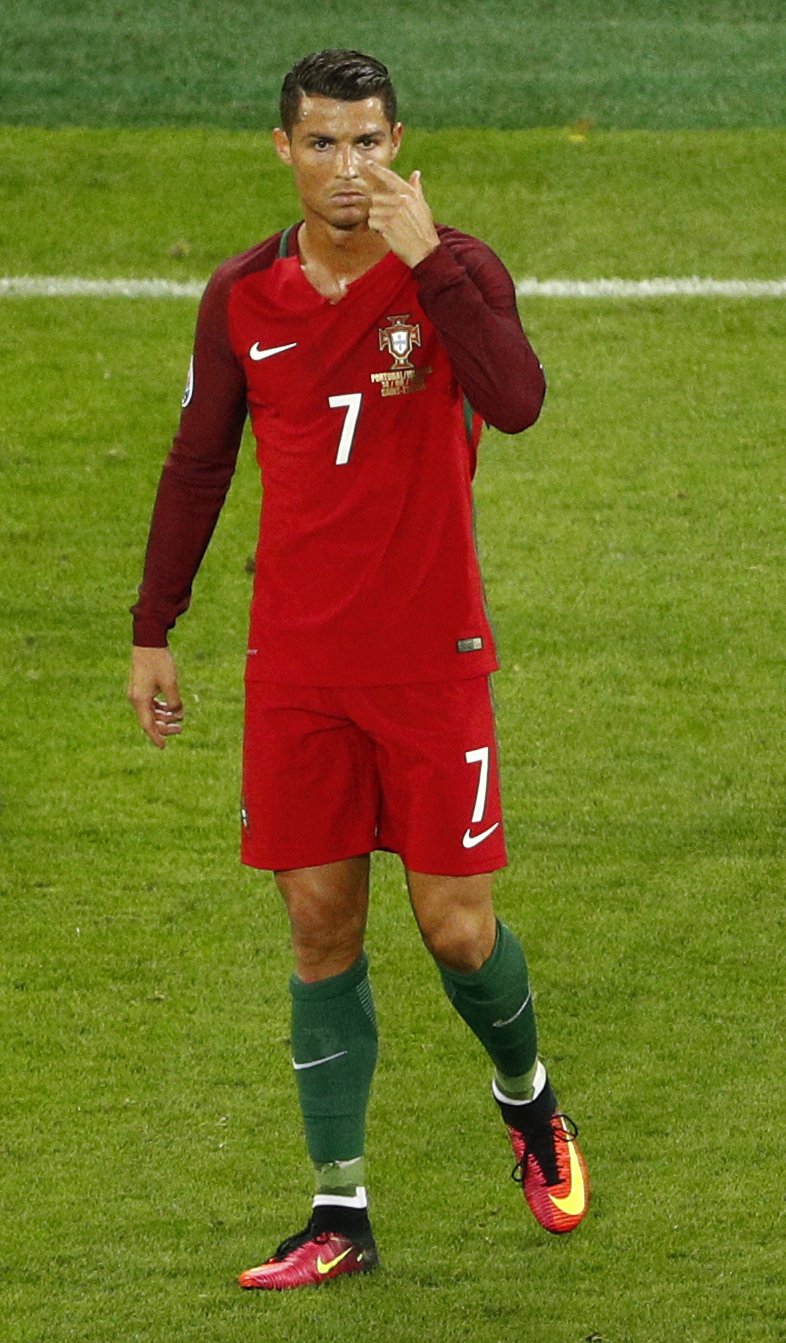 Hvězda Portugalska Cristiano Ronaldo během zápasu s Islandem