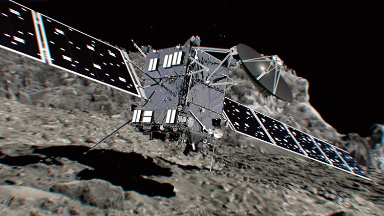 Sonda Rosetta krátce před dopadem na povrch komety