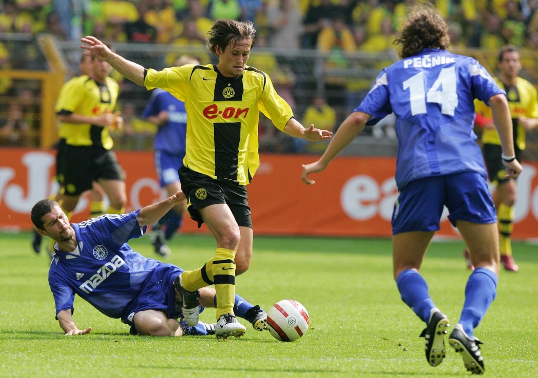 Rok 2005: Tomáš Rosický coby hráč Dortmundu proti Sigmě Olomouc.