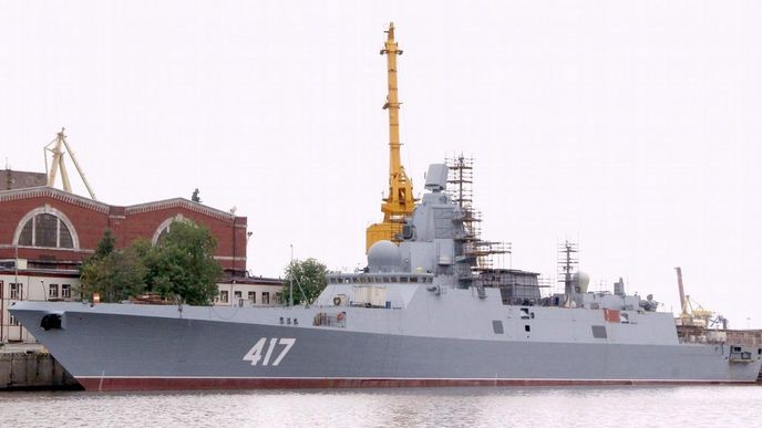 Rozestavěná fregata Projektu 22350 známého jako Třída Admiral Sergej Gorškov