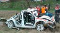 Havárie v Tatrách s vozem Škoda Octavia WRC v roce 2003 Havárie v Tatrách s vozem Škoda Octavia WRC v roce 2003