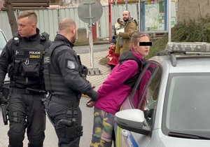 Ženu, která svému partnerovi způsobila bodné poranění v noze, zadrželi policisté na železniční stanici v Roztokách u Prahy (15. leden 2023).
