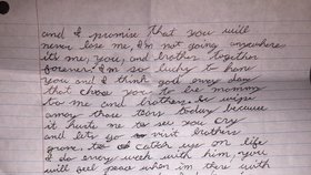 Dopis, který psal Rudy své matce.