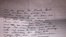 Dopis, který psal Rudy své matce.