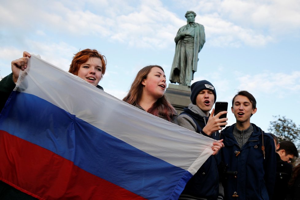 Demonstrace podporovatelů ruského opozičníka Navalneho (7. 10. 2017)