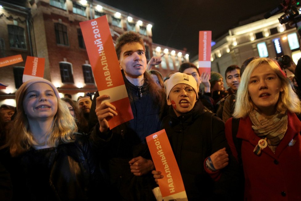 Demonstrace podporovatelů ruského opozičníka Navalneho (7. 10. 2017)