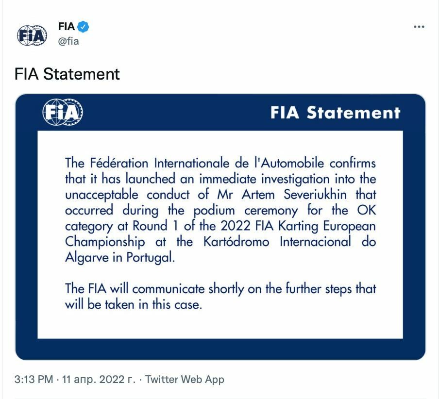 FIA zahájila vyšetřování incidentu