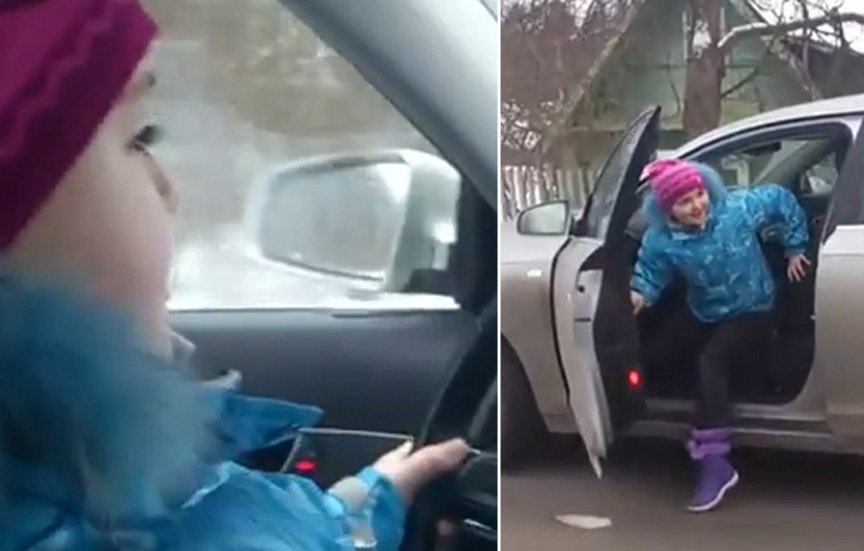 Osmiletá dívka v Rusku řídila sama automobil. Rodiče ji při tom natáčeli.