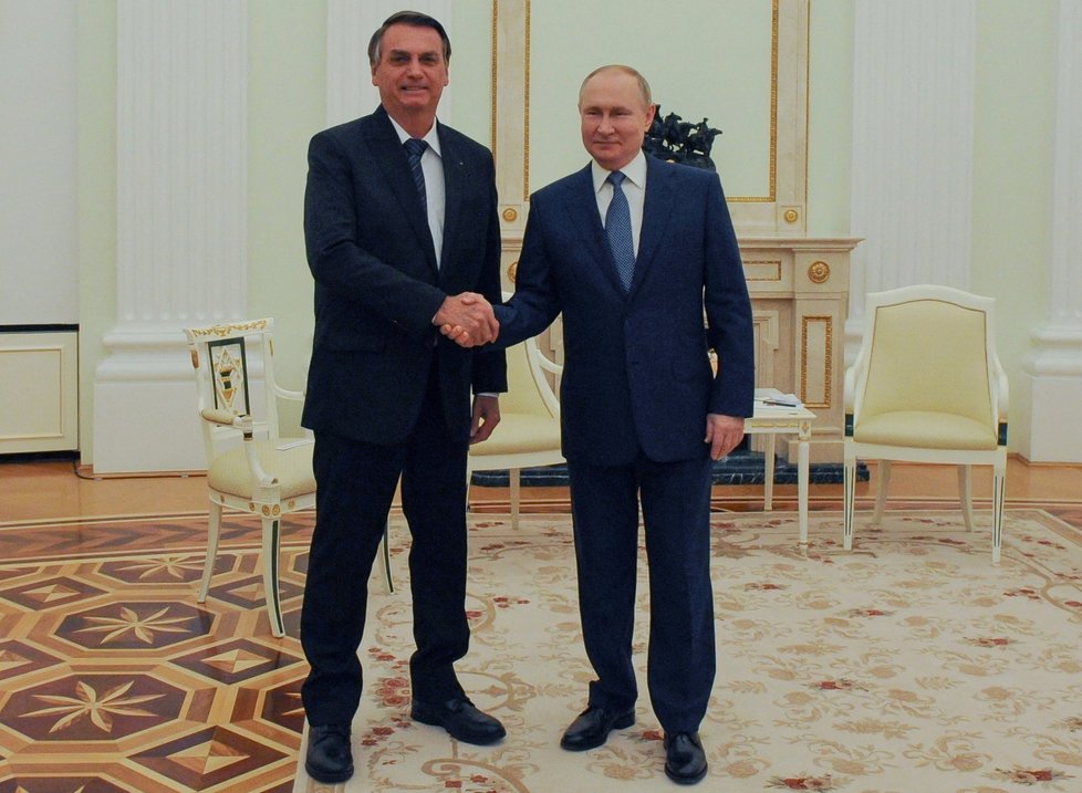 Jednání brazilského prezidenta Jaira Bolsonara a ruského prezidenta Putina.
