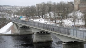 Narva: Přechod na rusko-estonské hranici.