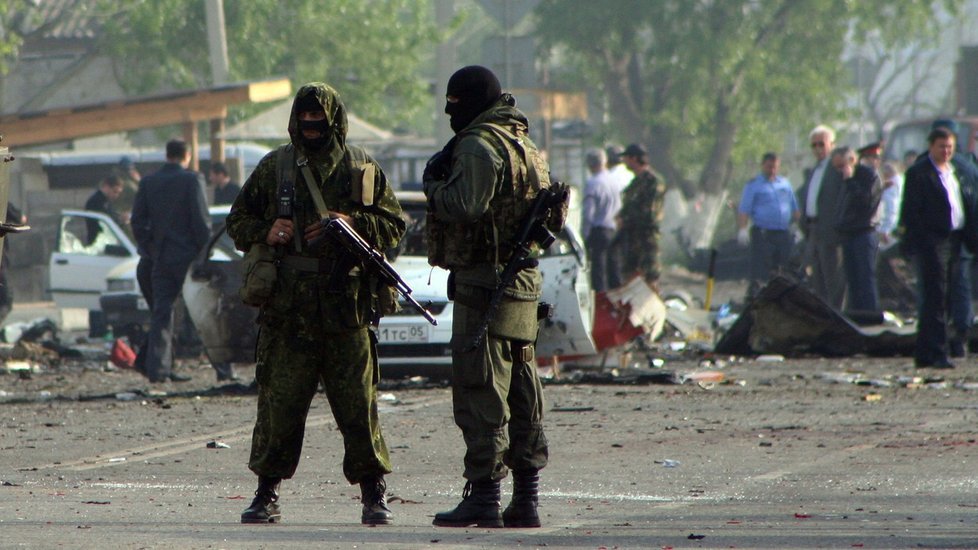 Členové speciálních jednotek ruských ozbrojených sil v Machačkale