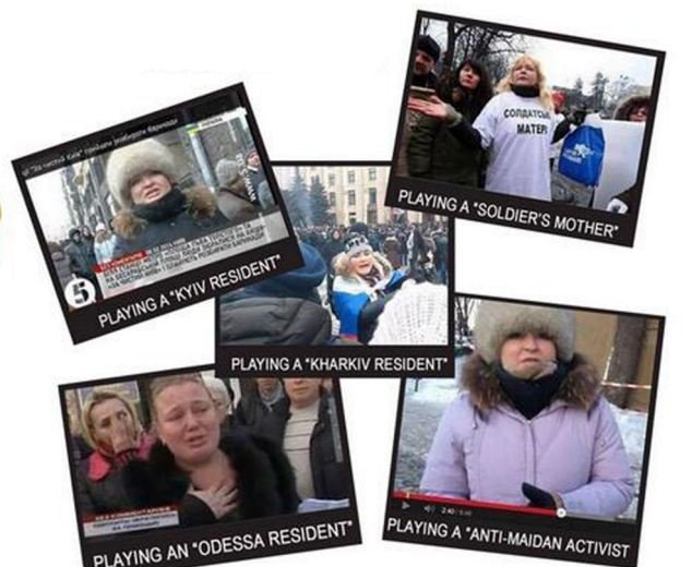 Žena podle ukrajinských uživatelů sociálních sítí zvárnila v ruských televizích pět postav.