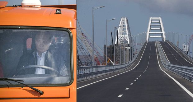 Putin v kamionu otevřel 19kilometrový most mezi Ruskem a Krymem