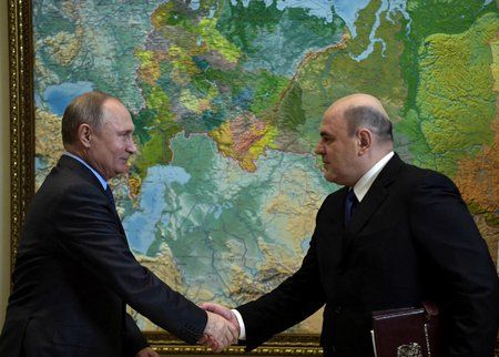 Ruský prezident Vladimir Putin a nový ruský premiér Michail Mišustin