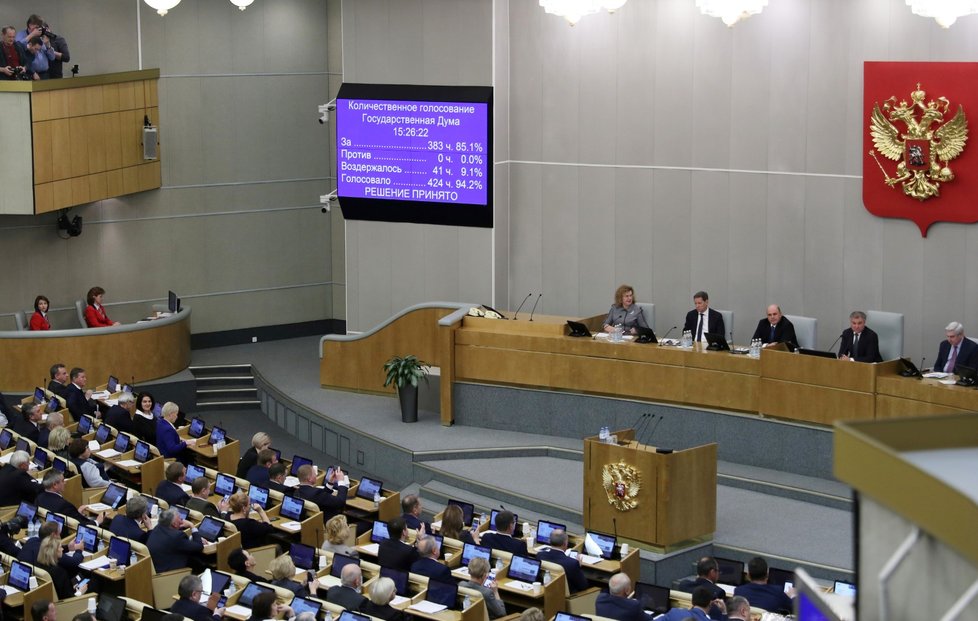 Nový ruský premiér Michail Mišustin v ruské Dumě