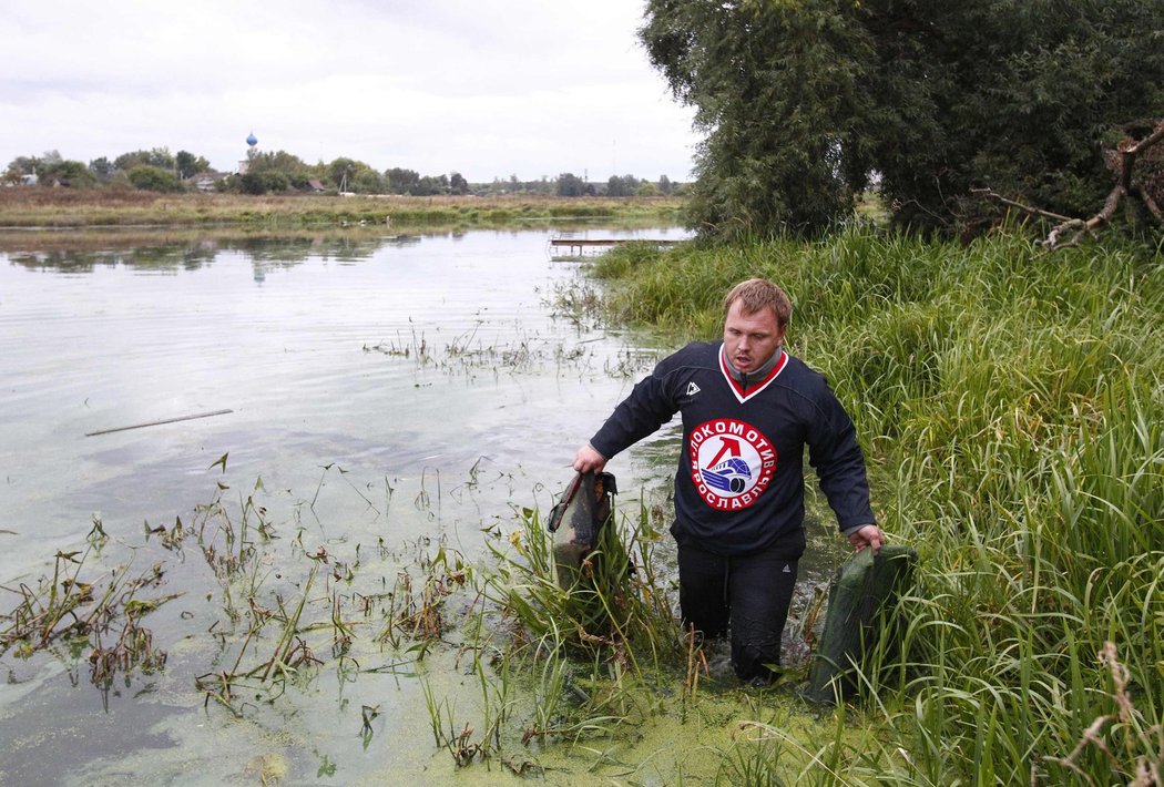 Místo nehody, kde se zřítilo letadlo s hokejisty Jaroslavle