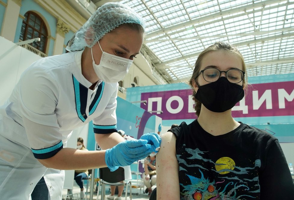 Očkování proti covidu-19 v Moskvě (6. 7. 2021)